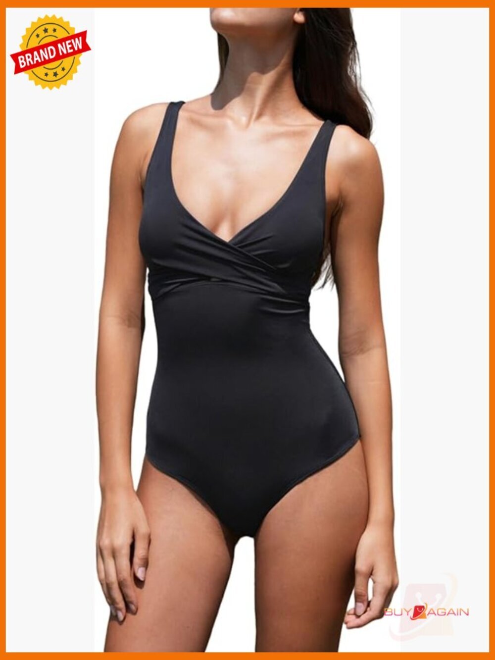 Tummy Control One Piece Swimsuit V Neck Twist Push Up Swimwear